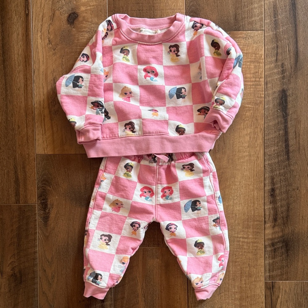 Monica and Andy Pink Checkered Princess Sweatshirt and Pants Set